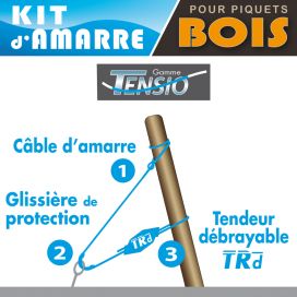 Kit d'amarre Inox pour piquet Bois